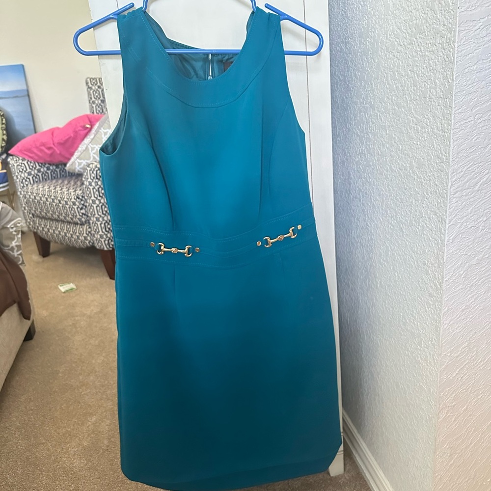 tahari a-line work dress teal